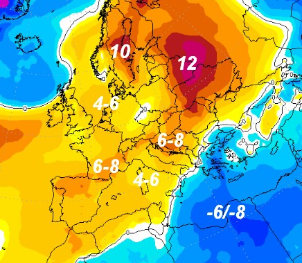 ANOMALIE TERMICHE previste per domani, mercoledi 31 gennaio, in Italia