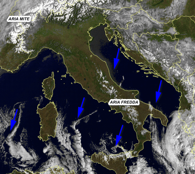 La situazione attuale in Italia vista dal satellite