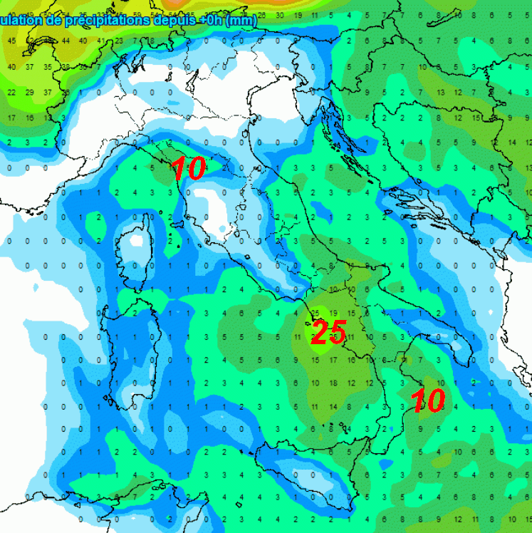 Pochissima pioggia in vista per i prossimi 10 giorni in Italia Pochissima pioggia in vista per i prossimi 10 giorni in Italia