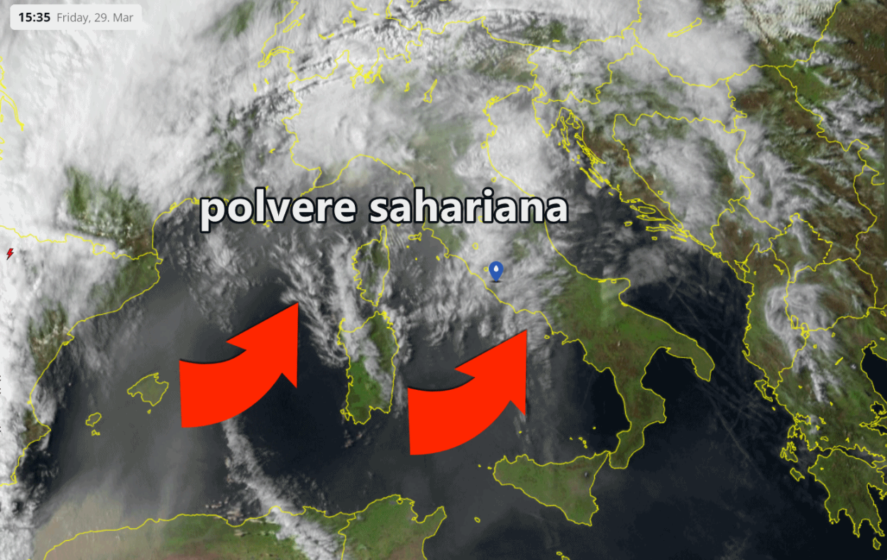 Vaste nubi di polvere sahariana per giorni, anche a Pasqua Vaste nubi di polvere sahariana per giorni, anche a Pasqua