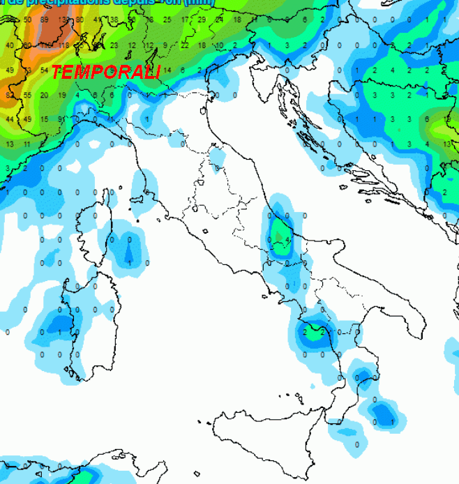 Le precipitazioni attese in Italia nei prossimi 6 giorni (MODELLO AMERICANO) Le precipitazioni attese in Italia nei prossimi 6 giorni (MODELLO AMERICANO)