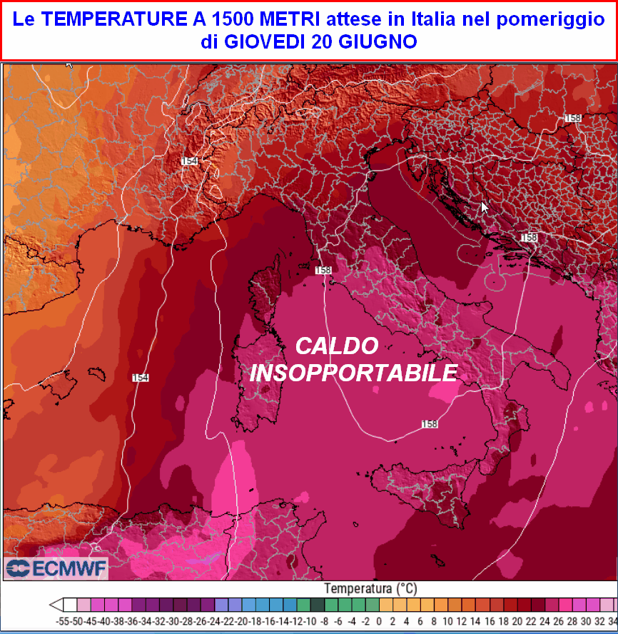 Giovedi e venerdi da BOLLINO ROSSO per il CALDO: 40° diffusi su…