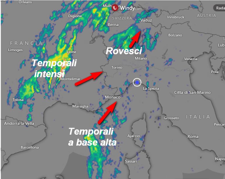 La posizione attuale dei TEMPORALI più forti - MeteoLive.it