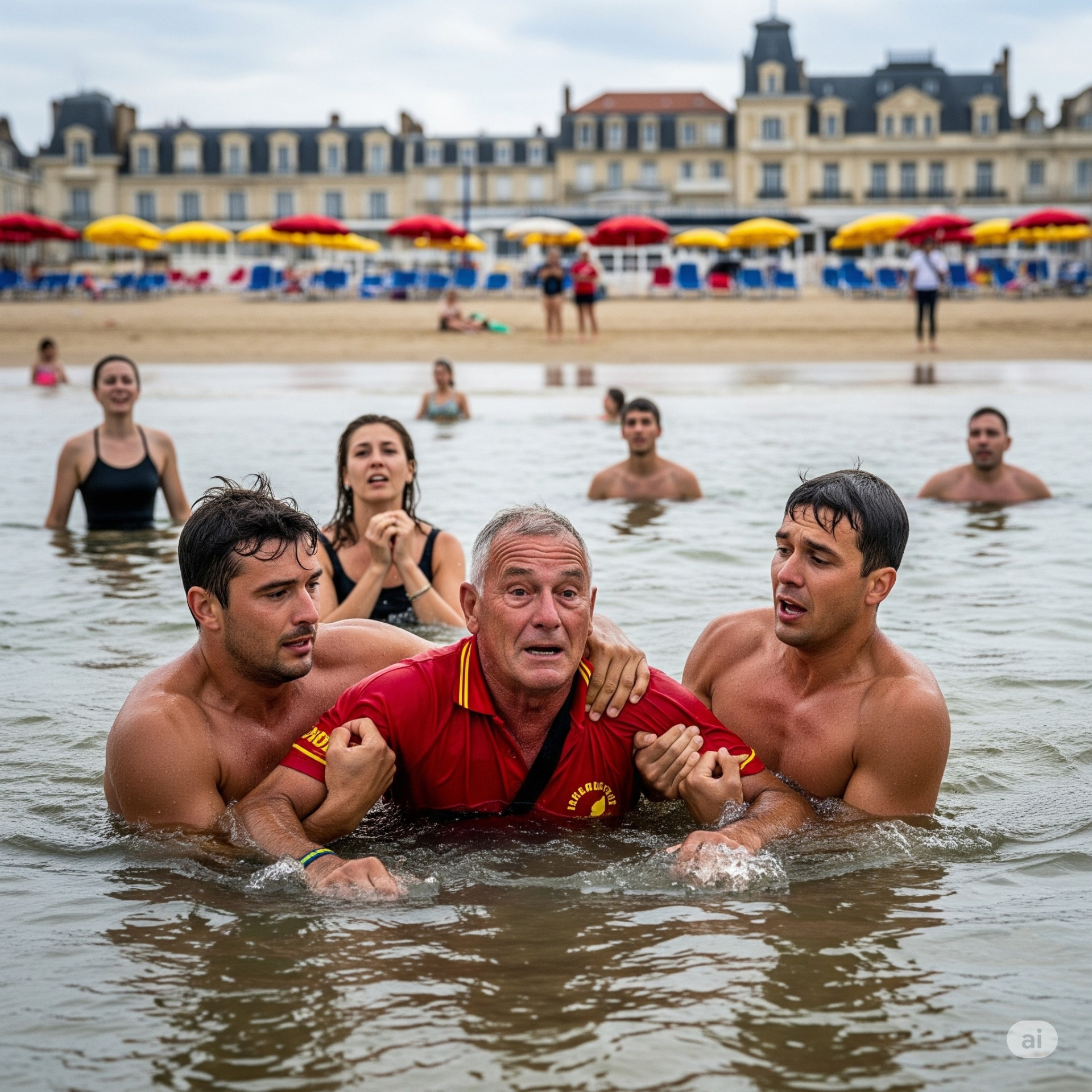Mare mosso: BAGNINO salvato dai bagnanti a Deauville in Francia Mare mosso: BAGNINO salvato dai bagnanti a Deauville in Francia