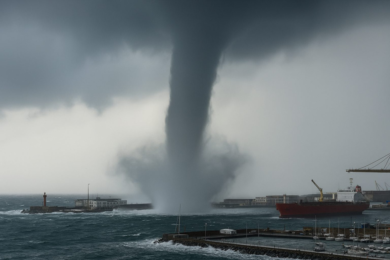 Maltempo su Genova: tromba marina si abbatte sul porto