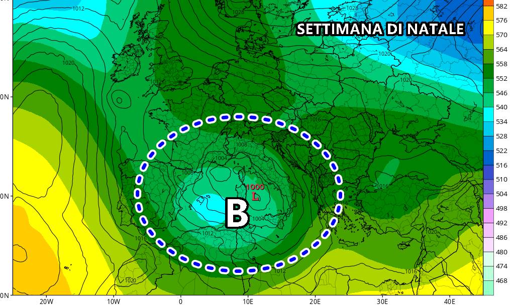 Verso il ciclone di Natale con piogge, nubifragi e NEVE