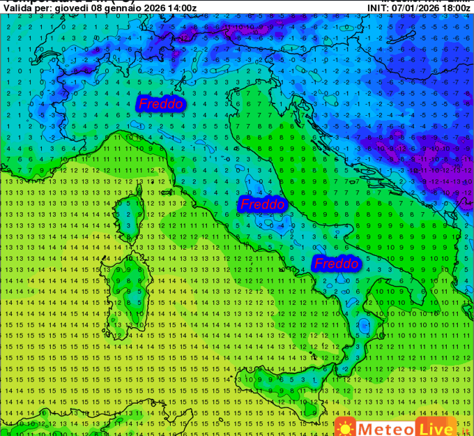 Le TEMPERATURE delle ore 15: ancora FREDDO Le TEMPERATURE delle ore 15: ancora FREDDO