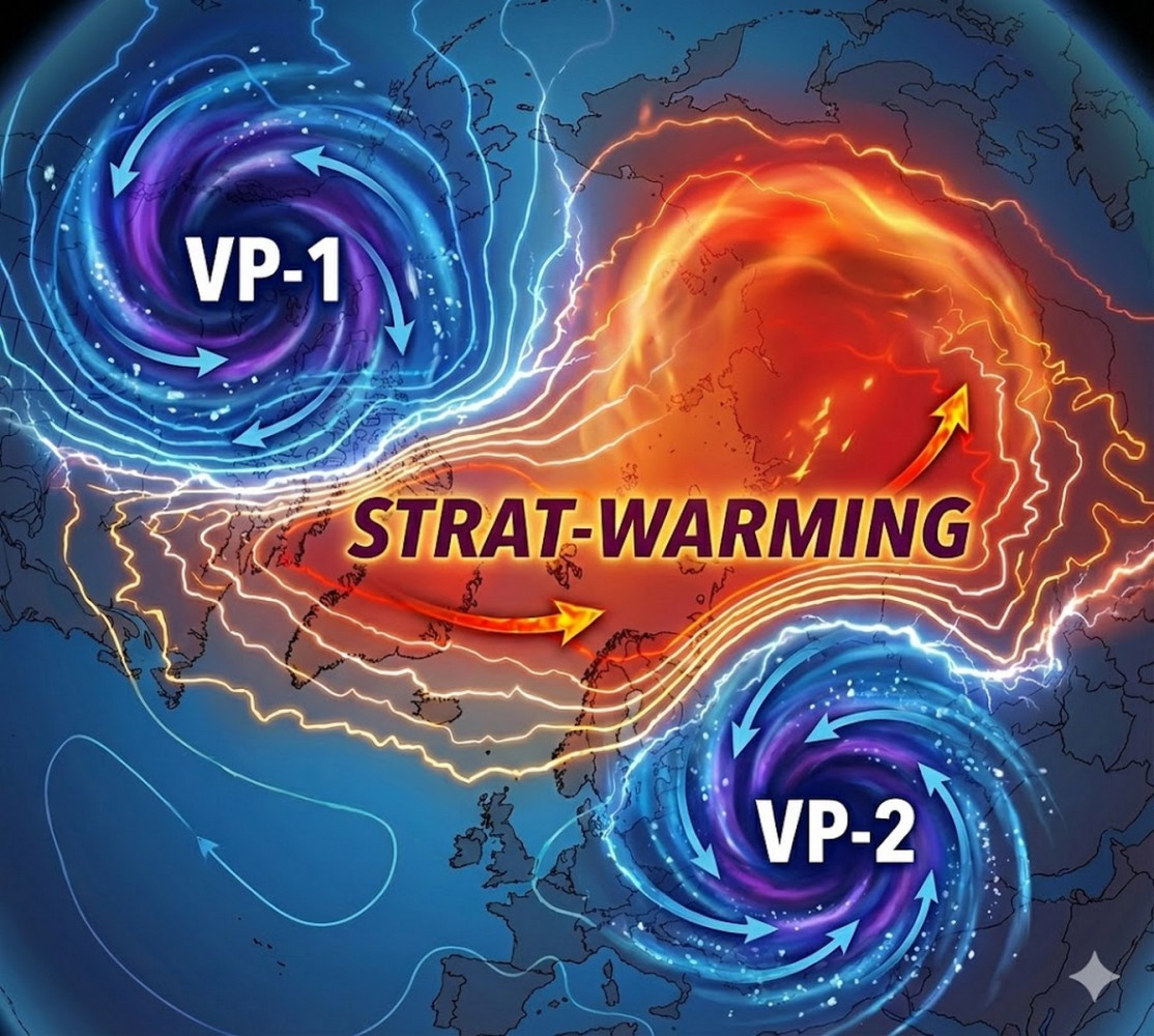 Stratosfera: il vortice polare si spacca, GELO e NEVE su Europa ed Italia a febbraio?