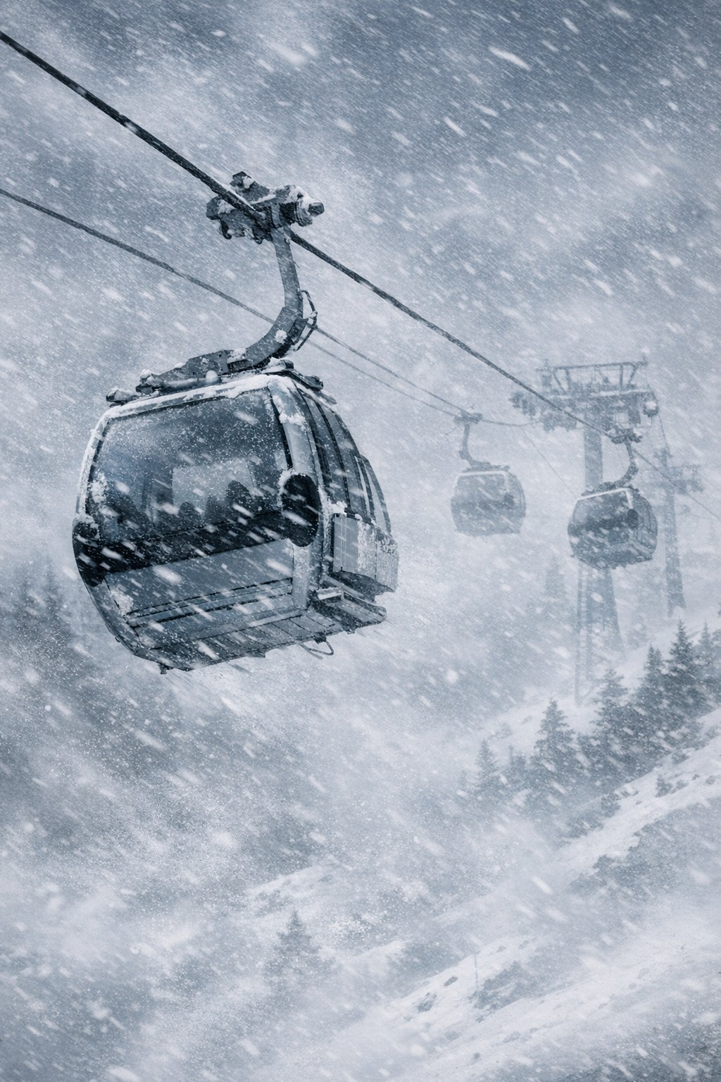 Cade cabinovia per il FORTE VENTO ad Engelberg in Svizzera Cade cabinovia per il FORTE VENTO ad Engelberg in Svizzera