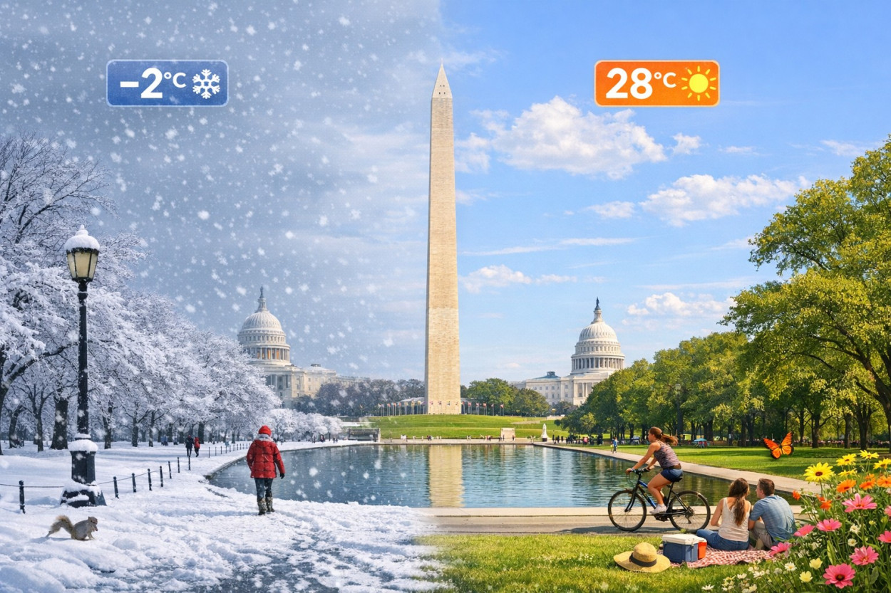 Dal GELO al CALDO estivo: 28°C attesi a Washington e Richmond Dal GELO al CALDO estivo: 28°C attesi a Washington e Richmond