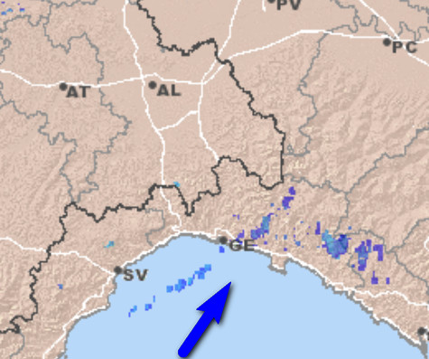 Prime deboli PIOGGE in atto sulla Liguria