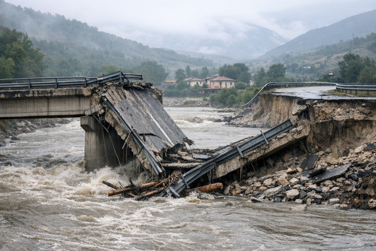 Maltempo: crolla un ponte sul fiume TRIGNO tra Molise ed Abruzzo (video)
