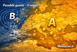 L'avanzata di una saccatura potrebbe cambiare il tempo dal 31 maggio.