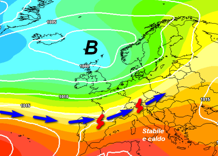 media degli scenari del modello GFS elaborata su base grafica Meteociel e valida per venerdi 5 giugno
