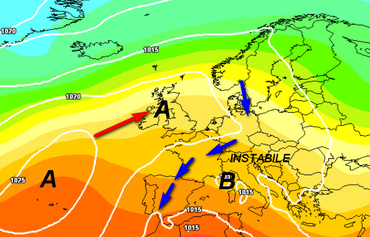 media degli scenari del modello GFS elaborato su base grafica Meteociel e valida per la giornata del 26 maggio