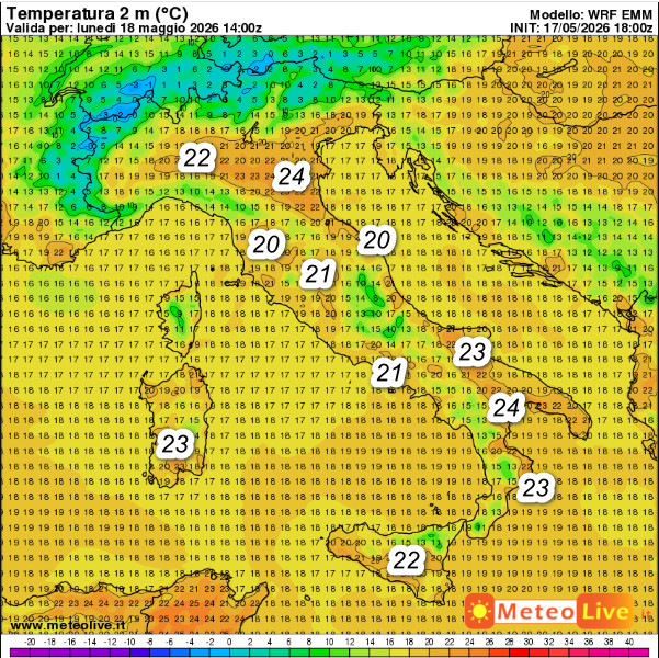 Temperature massime 18 maggio