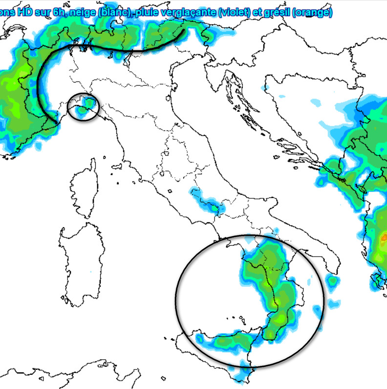 i temporali attesi domenica 24 maggio sempre secondo il modello GFS imbastito su base grafica Meteociel