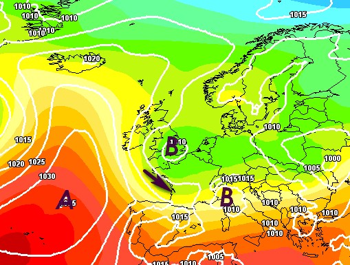 Possibile cambiamento importanti tra il 3 e il 4 giugno secondo il modello ECMWF, su base grafica Meteociel.