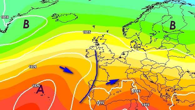 mappa prevista per il 3 giugno da GFS su base grafica Meteociel