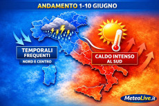 L'andamento dal primo al 10 giugno sull'Italia.