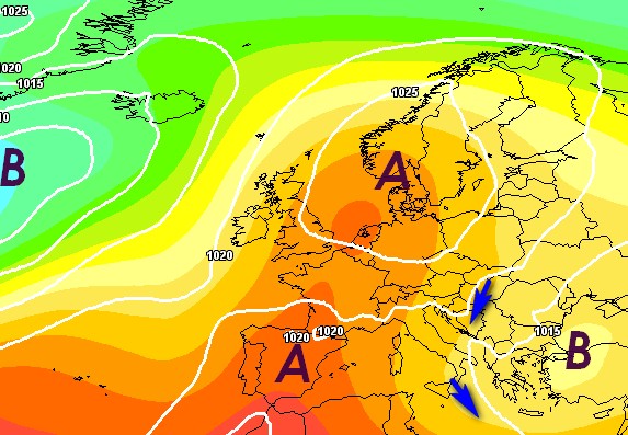 Media degli scenari del modello GFS prevista per il 24 maggio su base grafica Meteociel.