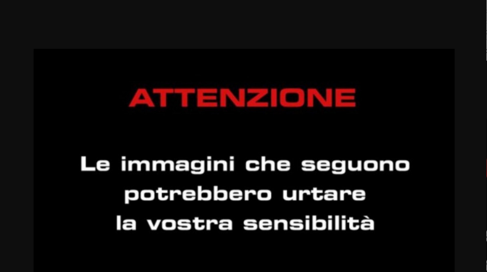Attenzione: immagini non adatte ai lettori facilmente impressionabili.