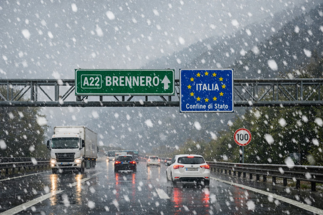 NEVICA sulla A22 del Brennero a ridosso del confine di Stato Il Passo del Brennero nel pomeriggio di giovedì 14 maggio sotto la neve di maggio.