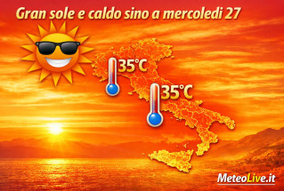 Il caldo stringerà d'assedio l'Italia sino a mercoledì 27 con punte di 35°C.