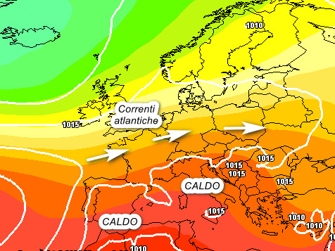 quadro sinottico estrapolato dalla media degli scenari del modello GFS elaborato su base grafica Meteociel per mercoledi 10 giugno