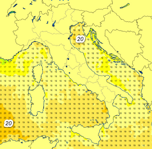 TEMPERATURE del MARE aggiornate a giovedi 21 maggio