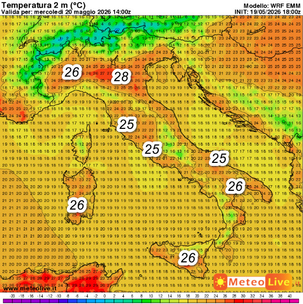 Temperature massime 20 maggio