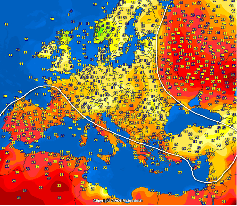 TEMPERATURE in Europa alle ore 12.10