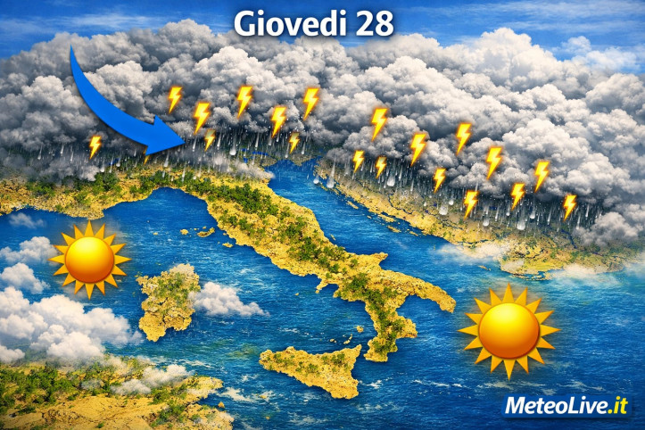 I temporali previsti giovedì 28 maggio