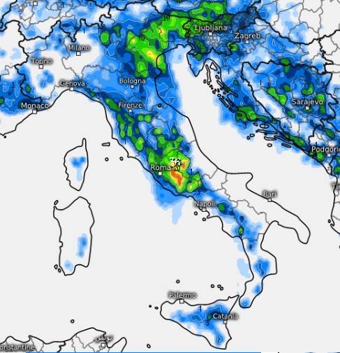Mappa tratta dal modello UKMO per il 28 maggio su base grafica Meteologix.