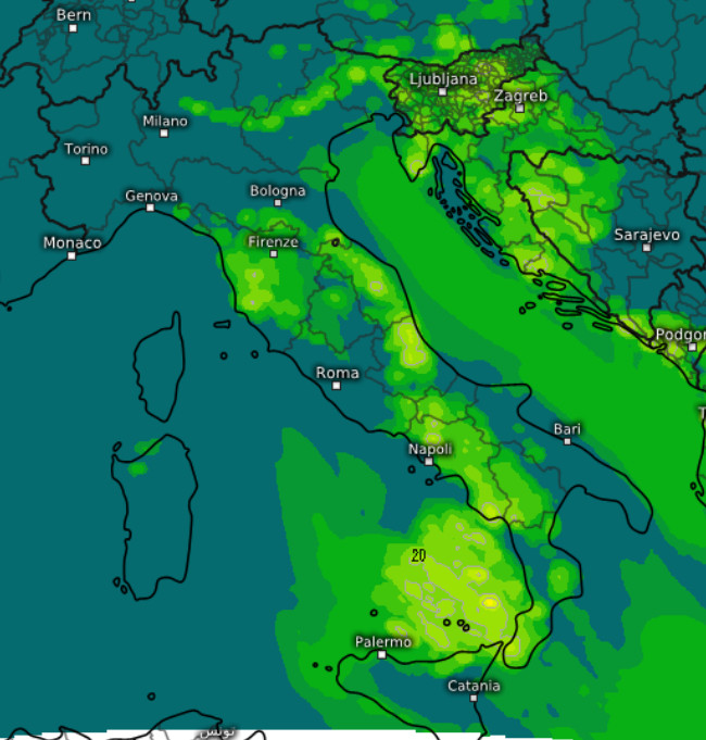 Mappa rischio temporalesco alle ore 17 di martedì 19 maggio