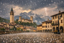 Il potenziale temporale grandinigeno previsto nel pomeriggio su Feltre.