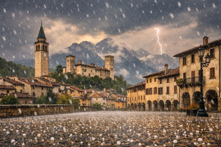 GRANDINE tra poche ore: ecco dove Il potenziale temporale grandinigeno previsto nel pomeriggio su Feltre.