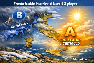 Possibile transito di un fronte freddo sul nord Italia tra il 2 e il 3 giugno