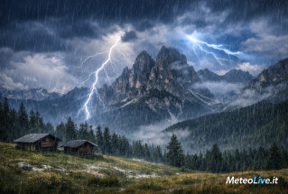Fulmini sulle Dolomiti a breve.