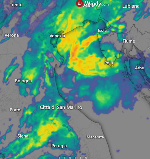 Riflettività del radar ore 15.30
