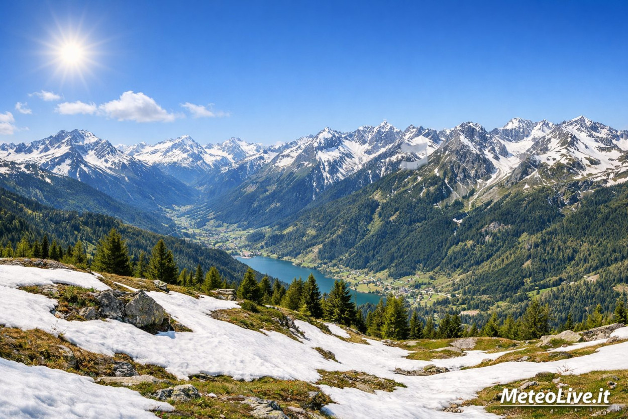 L'innevamento stagionale nell'emisfero nord. Le Alpi hanno sofferto un aprile caldo.