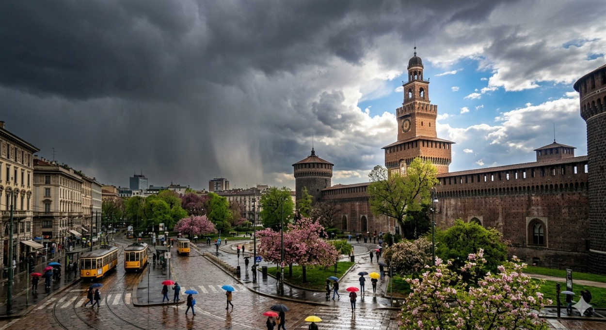 Milano con temporali in arrivo.