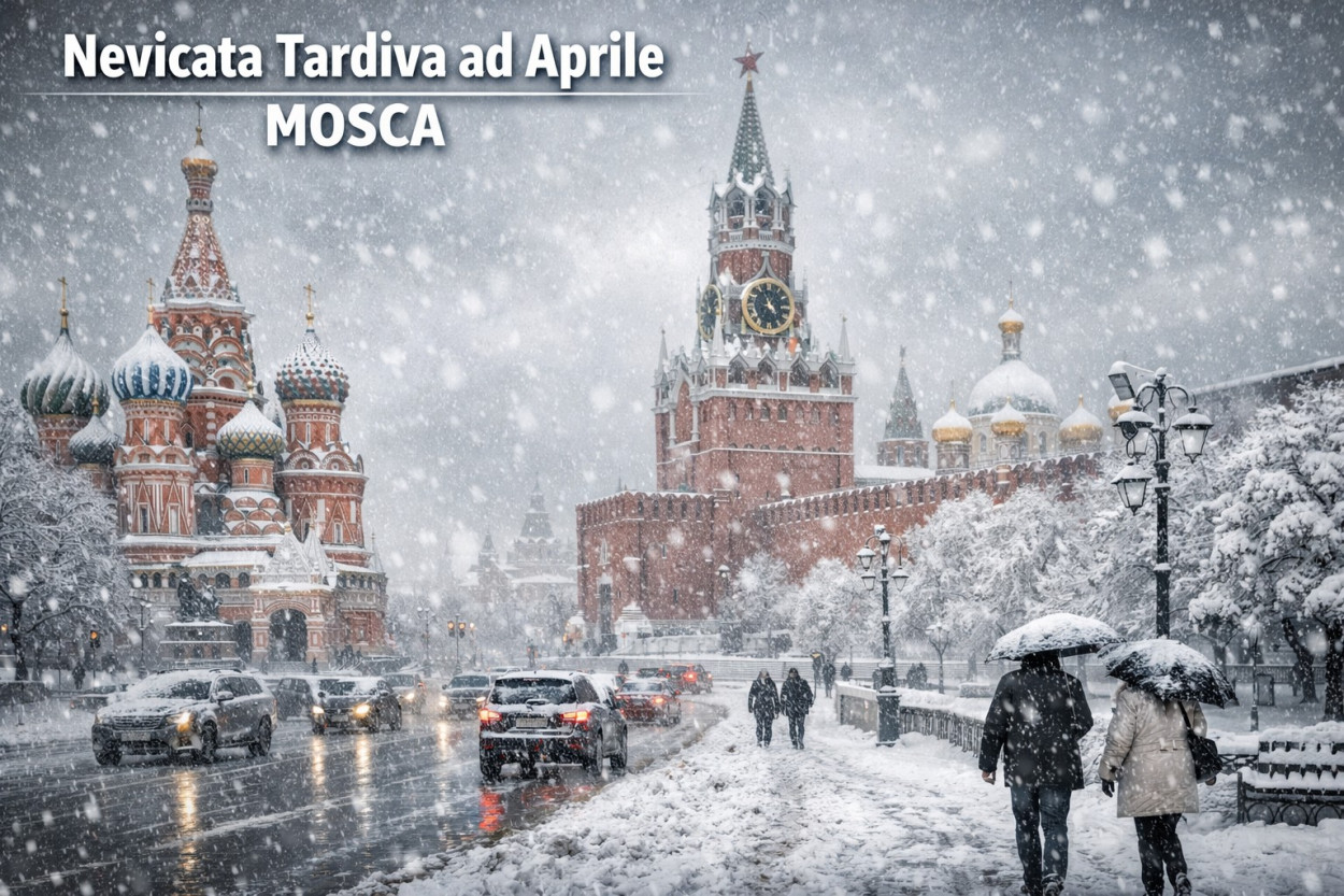 Mosca: il video della rara nevicata di fine aprile