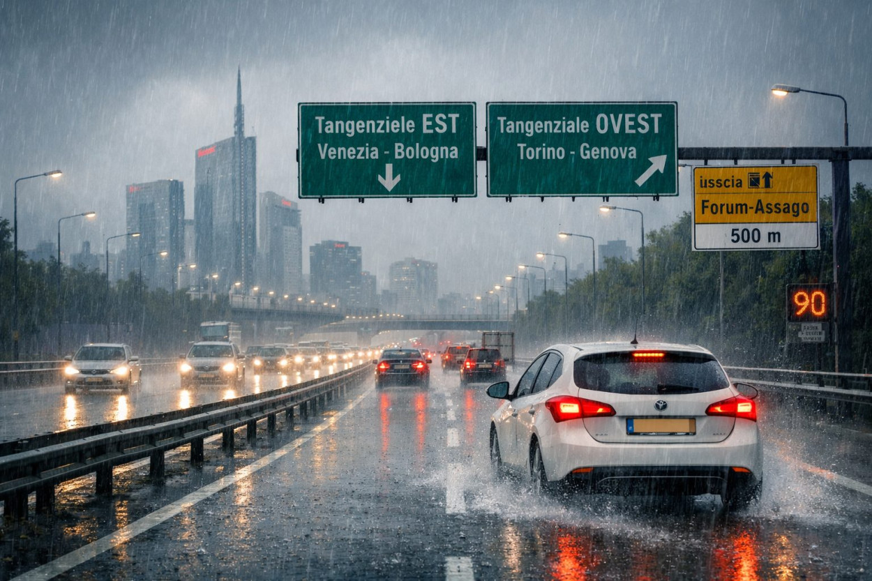Forti PIOGGE in atto nel Milanese con vento forte