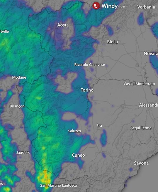 Prime precipitazioni tra ovest Alpi e Val d’Aosta