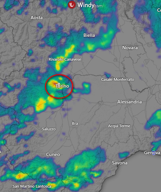 RIFLETTIVITA' del RADAR incentrata alle ore 13.30.