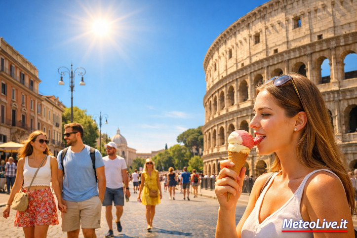 Persone che passeggiano per il centro di Roma godendosi l'estate