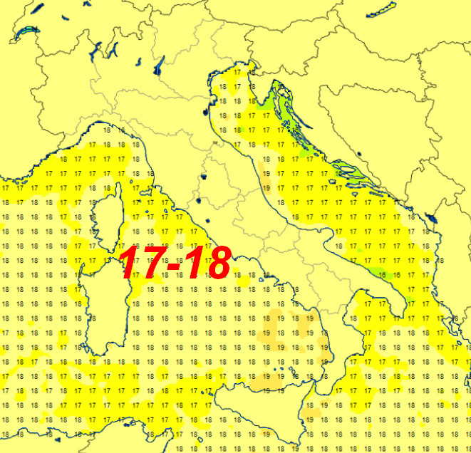 Temperature del mare lunedi 11 maggio