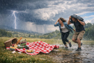 Arriva il temporale sul pic-nic.