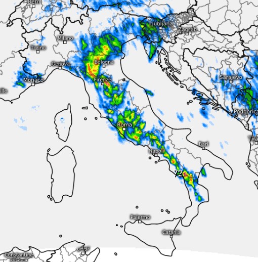 Mappa tratta dal modello Swiss 4x4 su base grafica meteologix per giovedì 28 e venerdì 29 maggio.